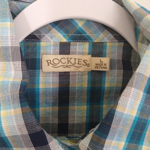Rockies lightweight western plaid button down shirt top - Picture 5 of 6